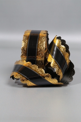 Лента Ажур (5см*25ярд) ЧЕРНАЯ полоса C520