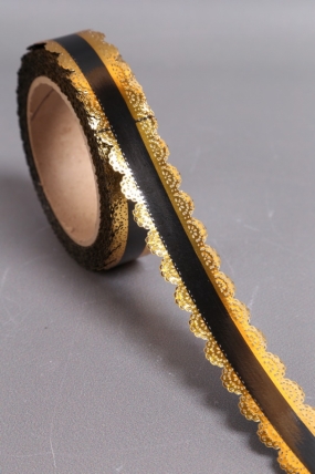 Лента Ажур (3см*25ярд) ЧЕРНАЯ полоса C320