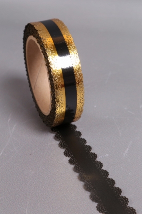 Лента Ажур (3см*25ярд) ЧЕРНАЯ полоса C320