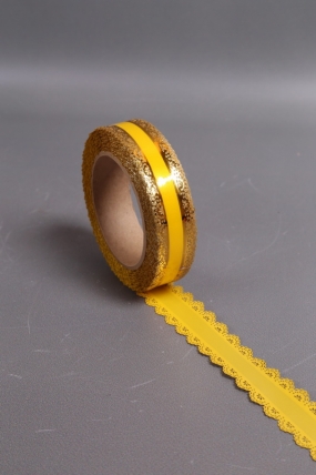 Лента Ажур (3см*25ярд) ЖЁЛТАЯ полоса C324