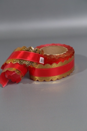 Лента Ажур (5см*25ярд) КРАСНАЯ полоса C523