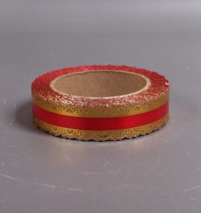 Лента Ажур (3см*25ярд) КРАСНАЯ полоса C323