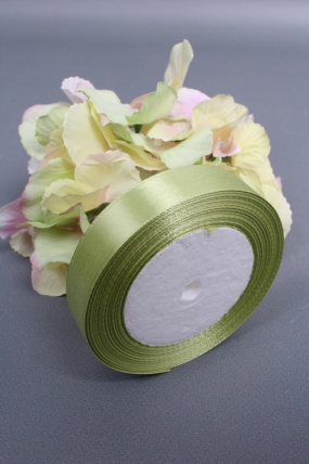 Лента атлас 2см*25ярд зеленый горошек  2680Н