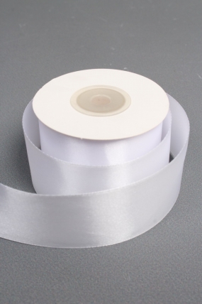 Лента атласная, на картонн.катушке,  односторонняя, 38 мм х 25 ярд, белый 1429М