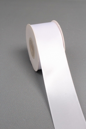 Лента атласная, на картонн.катушке,  односторонняя, 38 мм х 25 ярд, белый 1429М
