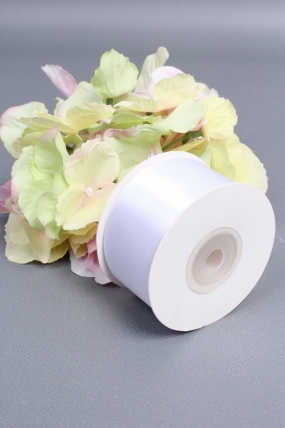 Лента атласная, на картонн.катушке,  односторонняя, 38 мм х 25 ярд, белый 1429М