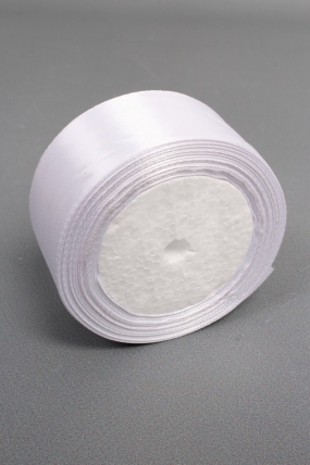 Лента атласная, на пене, односторонняя, 38 мм х 25 ярд, белый 0491М