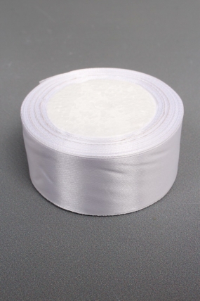 Лента атласная, на пене, односторонняя, 38 мм х 25 ярд, белый 0491М