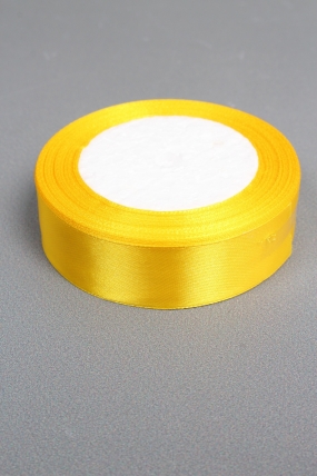 Лента атласная, на пене, односторонняя, 25 мм х 25 ярд, желтый нарцисс 0989М