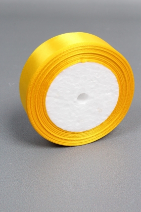 Лента атласная, на пене, односторонняя, 25 мм х 25 ярд, желтый нарцисс 0989М