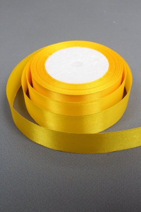 Лента атласная, на пене, односторонняя, 25 мм х 25 ярд, желтый нарцисс 0989М