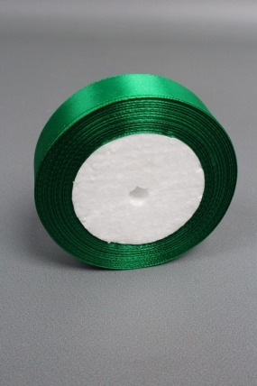Лента атласная, на пене, односторонняя, 25 мм х 25 ярд, лесной зеленый 0958М