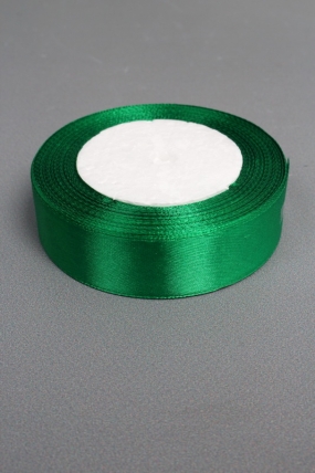 Лента атласная, на пене, односторонняя, 25 мм х 25 ярд, лесной зеленый 0958М