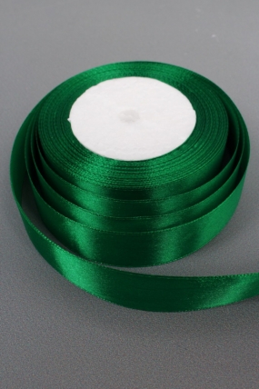 Лента атласная, на пене, односторонняя, 25 мм х 25 ярд, лесной зеленый 0958М