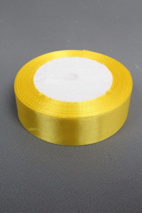 Лента атласная, на пене, односторонняя, 25 мм х 25 ярд, лимонный 0965М