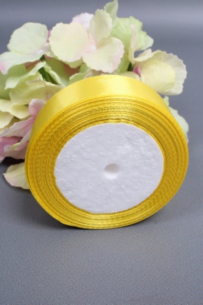 Лента атласная, на пене, односторонняя, 25 мм х 25 ярд, лимонный 0965М