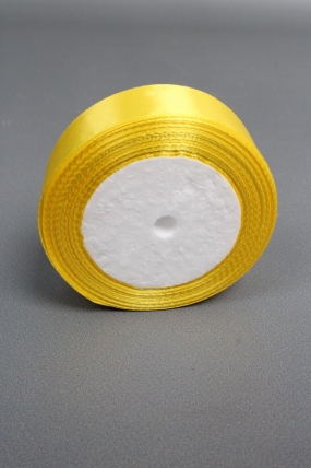 Лента атласная, на пене, односторонняя, 25 мм х 25 ярд, лимонный 0965М