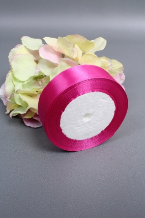 Лента атласная, на пене, односторонняя, 25 мм х 25 ярд, малиново-розовый 0750М