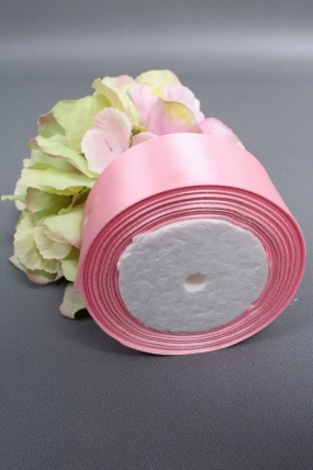 Лента атласная, на пене, односторонняя, 38 мм х 25 ярд, пудрово-розовый  0521М