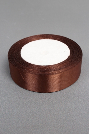 Лента атласная, на пене, односторонняя, 25 мм х 25 ярд, шоколадный 1061М