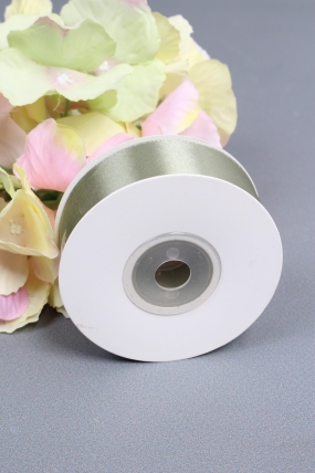 Лента атласная, на пене, односторонняя, 25 мм х 25 ярд, зеленый мох 0934М