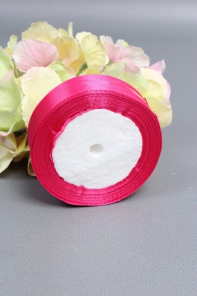 Лента атласная, на пене,   односторонняя, 25 мм х 25 ярд, цветущая роза 6682М
