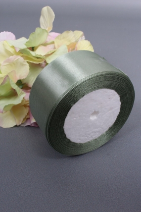 Лента атласная, на пене,  односторонняя, 38 мм х 25 ярд, светлая полынь 6699М