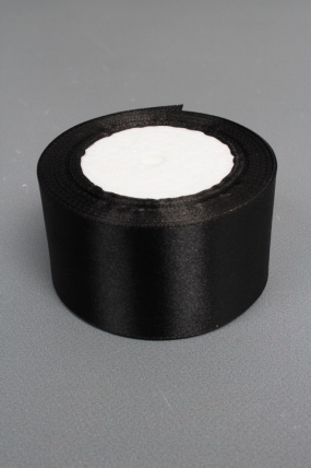 Лента атласная односторонняя, 50 мм х 25 ярд, черный  6712М