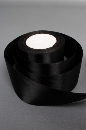 Лента атласная односторонняя, 50 мм х 25 ярд, черный  6712М
