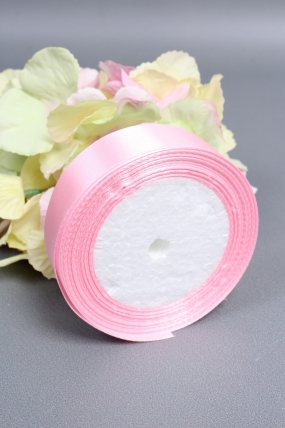 Лента атласная односторонняя, 25 мм х 25 ярд, пудрово-розовый 0699М