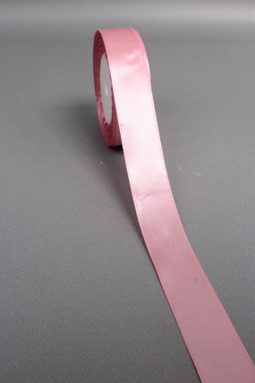 Лента атласная односторонняя, 25 мм х 25 ярд, розовый пион 0729М