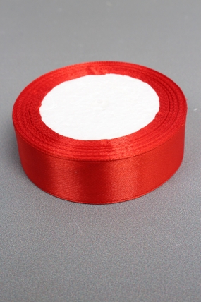 Лента атласная односторонняя, 25 мм х 25 ярд, темно-красный 0811М