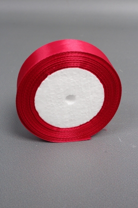 Лента атласная односторонняя, 25 мм х 25 ярд, вишневый 1030М