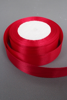 Лента атласная односторонняя, 25 мм х 25 ярд, вишневый 1030М