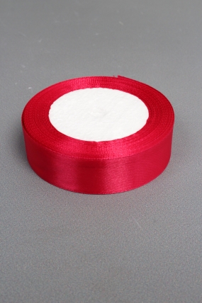 Лента атласная односторонняя, 25 мм х 25 ярд, вишневый 1030М