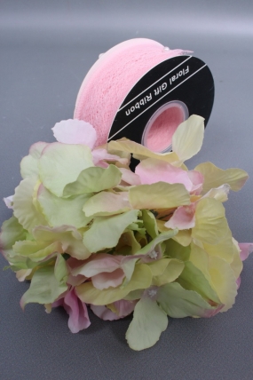 Лента декоративная "Кружево", полиэстер, 40 мм х 25 ярд., розовый 2352М