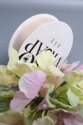 Лента декоративная Перламутровая, полиэстер, 25 мм х 13 ярд., персиковый 6947М