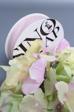 Лента декоративная Перламутровая, полиэстер, 25 мм х 13 ярд., золотисто-розовый 6923М