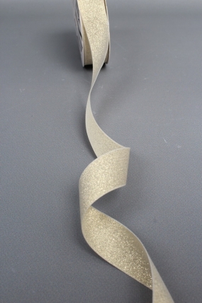 Лента декоративная Перламутровая, полиэстер, 25 мм х 13 ярд., золотистый шампань 6930М