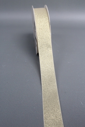 Лента декоративная Перламутровая, полиэстер, 25 мм х 13 ярд., золотистый шампань 6930М