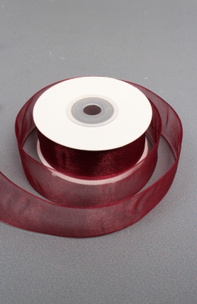 Лента органза на картонн.катушке, 25мм*25ярд, бордовый  3306М