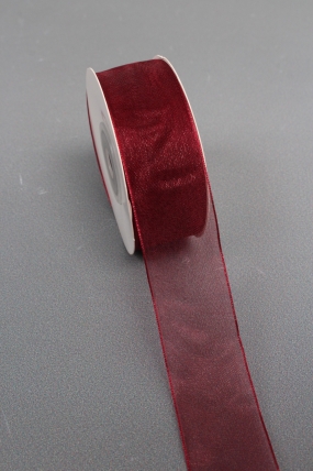 Лента органза на картонн.катушке, 25мм*25ярд, бордовый  3306М