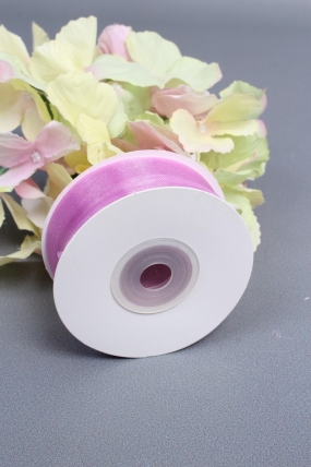 Лента органза на картонн.катушке, 25мм*25ярд, дикая роза 0217М
