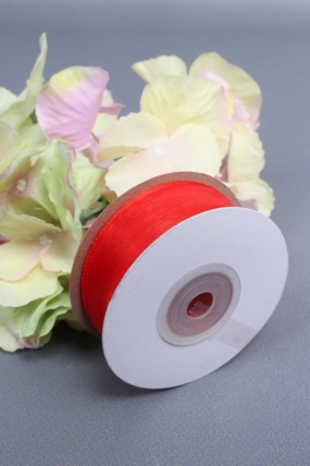 Лента органза на картонн.катушке, 25мм*25ярд, красный 3313М
