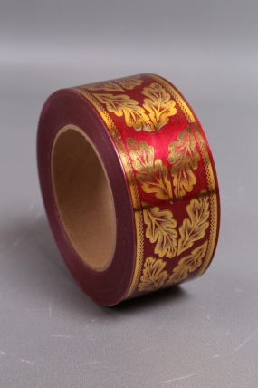 Лента с з/п ( 5см*50ярд) атласная Дубовый лист A592 БОРДО