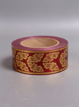 Лента с з/п ( 5см*50ярд) атласная Дубовый лист A592 БОРДО