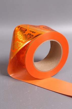 Лента с з/п ( 5см*50ярд) атласная Дубовый лист A591 ОРАНЖЕВЫЙ