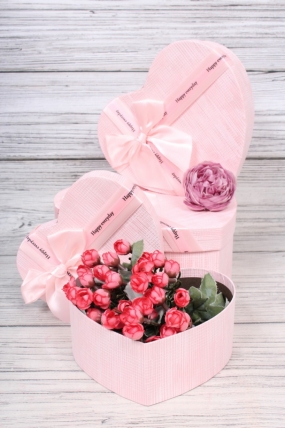 Набор коробок "Happy everyday" 3 шт,22*20*9; 18.5*17*7.5; 16*14*6, розовый 0755Н