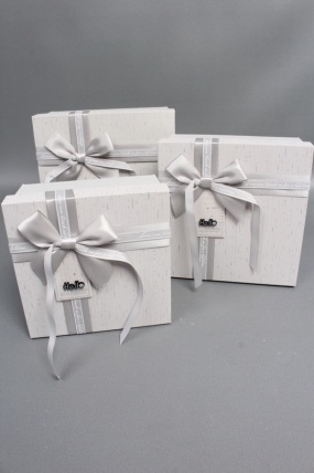 Набор коробок подарочных 19*19*9,5, 17*17*8, 15*15*6,5, 3 шт., св.серый 6426М