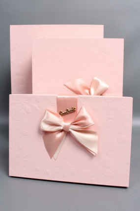 Набор коробок подарочных из 3шт - 33,5*25*11,5, 29*21*9, 24,5*17*6,5 см, нежно-розовый 7454М